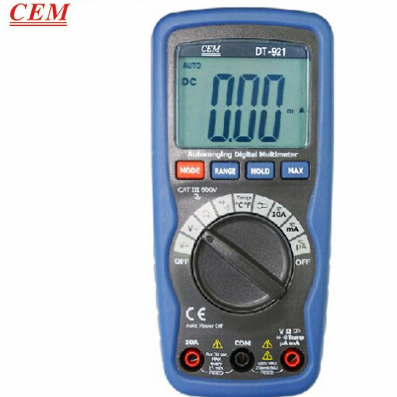 CEM DT-921 Digital Multimeters Digital Display Ompact True RMS Auto Range Digital Multimeter Current Voltage Resistance Test CEM DT-921 Digital Multimeters Digital Display Ompact True RMS Auto Range Digital Multimeter Current Voltage Resistance Test